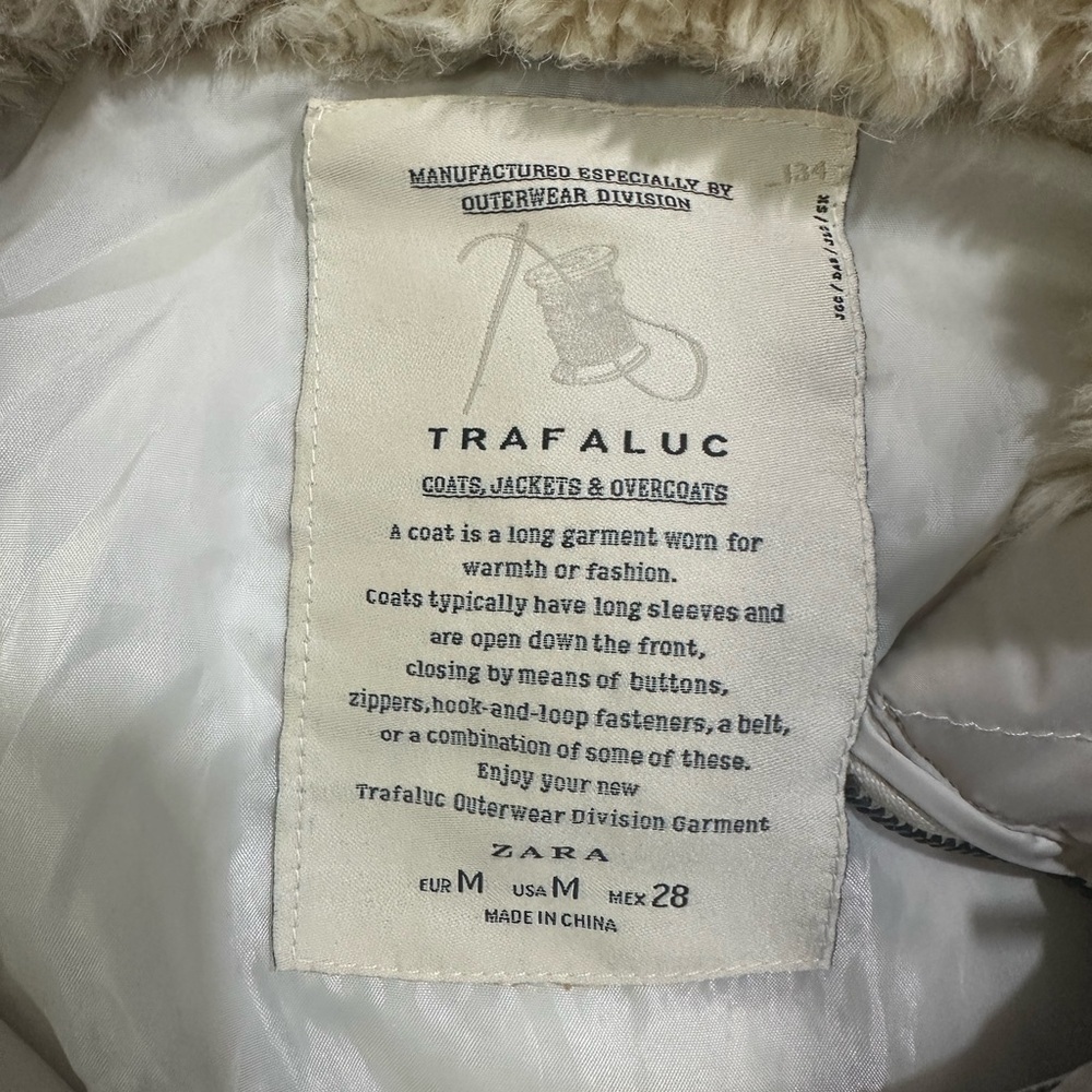Zara Light Beige Quilted Vest with Detachable Hood Sz S - Picture 6 of 6